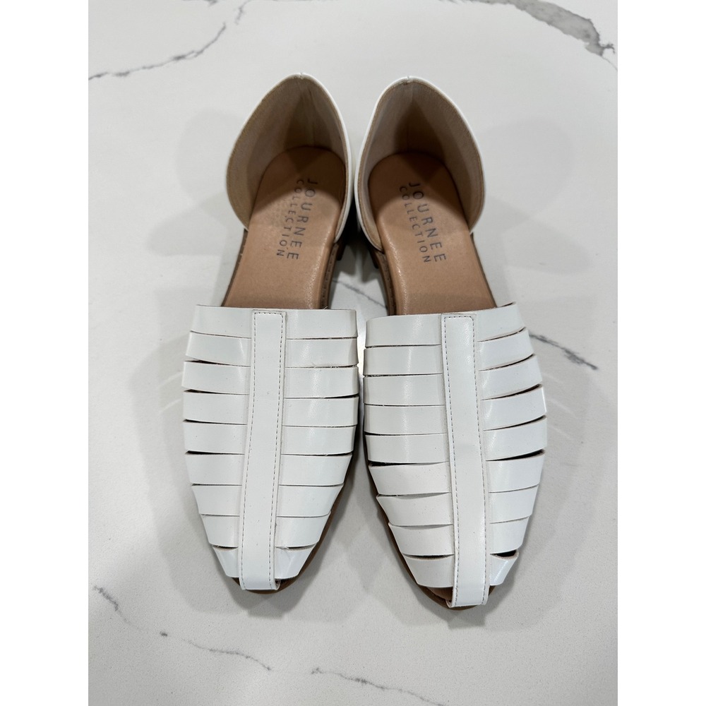 Journee Collection White Woven Leather D'Orsay Flats